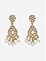 Gold Plated Bridal Teardrop White Kundan Stone & Pearls Drop Earrings