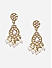 Gold Plated Bridal Teardrop White Kundan Stone & Pearls Drop Earrings