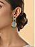 Silver-Plated Bridal Green Stones & Droplets Round Floral Drop Earrings