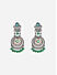 Silver-Plated Bridal Green Stones & Droplets Round Floral Drop Earrings