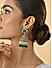 Gold Plated Bridal Dark Green White Kundan & Pearl Droplets Big Jhumka Earrings