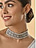 Oxidised Silver Plated Vertical Leaf Patterned White Pearl Choker Necklace & Earrings Set