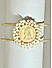 Brass Gold -Plated Broad Queen Victoria Coin Pearl  Single Cuff Bracelet