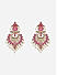 Gold -Toned Red Kundan Floral Pearls Drops Muhuratam  Chandbali Earrings