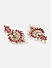 Gold -Toned Red Kundan Floral Pearls Drops Muhuratam  Chandbali Earrings