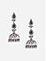 Oxidised silver Black Teardrop Temple Jhumka Earrings