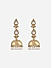 Mehandi Gold White Teardrop Temple Jhumka Earrings