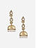 Mehandi Gold White Teardrop Temple Jhumka Earrings