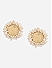 Brass Gold-Plated Queen Victoria Coin Motif Circular Pearls  Stud Earrings