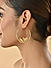 Brass Gold-Plated Leaf Shaped Circular  Stud Earrings