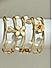 Brass Gold -Plated Broad Floral Leaf Pearl  Single Cuff Bracelet