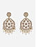 Gold -Toned White Kundan and Pearls Floral Muhuratam  Chandbali Earrings