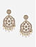 Gold -Toned White Kundan and Pearls Floral Muhuratam  Chandbali Earrings