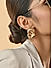 Gold-Toned Party Molten Double Loop Circular Textured Stud Earrings