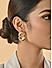 Gold-Toned Party Molten Double Loop Circular Textured Stud Earrings