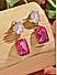 Pink Coloured Stone Studded Square Casual Drop Earings