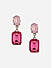 Pink Coloured Stone Studded Square Casual Drop Earings