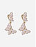 Gold-Toned Twin White Enamelled Bufferfly Drop Earrings