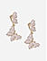 Gold-Toned Twin White Enamelled Bufferfly Drop Earrings