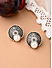 ToniQ Stylish Oxidised Silver Plated Pearl Detail Round Stud Earrings For Women