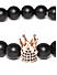 Unisex Black Crown-Shaped Beaded Bracelet