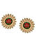 Red Green Kundan Gold Plated Enamelled Lotus Stud Earring