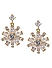 Gold Toned Floral Cz Stone-Studded Drop Earrings