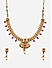 Fida Pretty Maroon Gold Plated Temple Pearl Traditional Wear Alloy Jewellery Set For Women