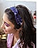 Toniq Navy Floral Printed Satin Elasticated Head Band For Women