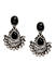 Silver-Toned and Black Artificial Stone-Studded Drop Earrings