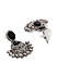 Silver-Toned and Black Artificial Stone-Studded Drop Earrings
