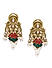 Antique Red Green Gold Plated Floral Drop Earring 