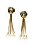Gold Tone White Pearl Blue Enamel Tassel Drop Earrings For Women