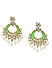 Green Kundan Pearls Gold Plated Enamelled Chandbali Earring