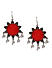 Oxidised Silver-Toned and Red Floral Jhumka For Women