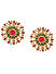 Red Green Kundan Gold Plated Floral Stud Earring