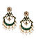 Green Black Kundan Pearls Gold Plated Chandbali Earring