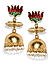Red Green Enamelled Gold Plated Floral Jhumka Earring