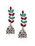 Ruby Emerald Silver Plated Oxidised Leaf Jhumka Earring