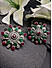 Ruby Emerald Silver Plated Oxidised Floral Stud Earring