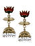Red Black Gold Plated Enamelled Jhumka Earring