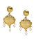 Pearl Gold Plated Textured Drop Earring 