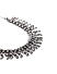 Metal Beaded Silver Plated Oxidised Leaf Statement Necklace
