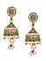 White Beads Pearls Gold Plated Jhumka Earring