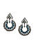 Emerald Sapphire Silver Plated Oxidised Floral Chandbali Earring
