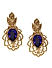 Antique Gold-Toned Blue Embellished Drop Earrings