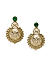 Antique Gold-Toned Green Contemporary Drop Earrings