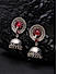 Ethnic Indian Traditional Silver,Pink Stone Embellished Jhumka Earrings For Women