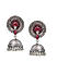Ethnic Indian Traditional Silver,Pink Stone Embellished Jhumka Earrings For Women