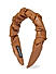 Brown Faux Leather Hand Made Ruffled Head Band For Women